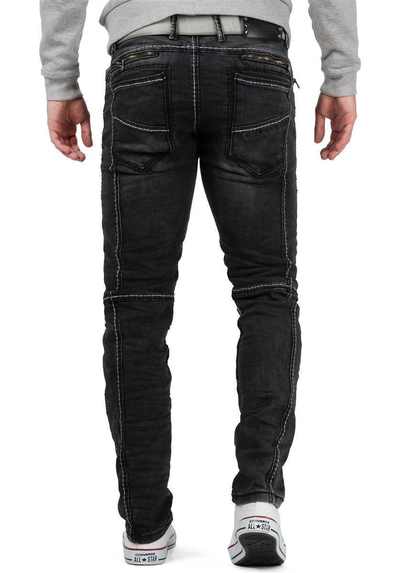 Herren Straight Fit Jeans Stonewashed CD288 - Black