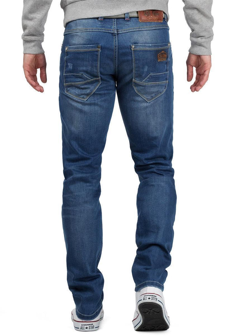 Herren Regular Fit Jeans Stonewashed CD386 - Blue