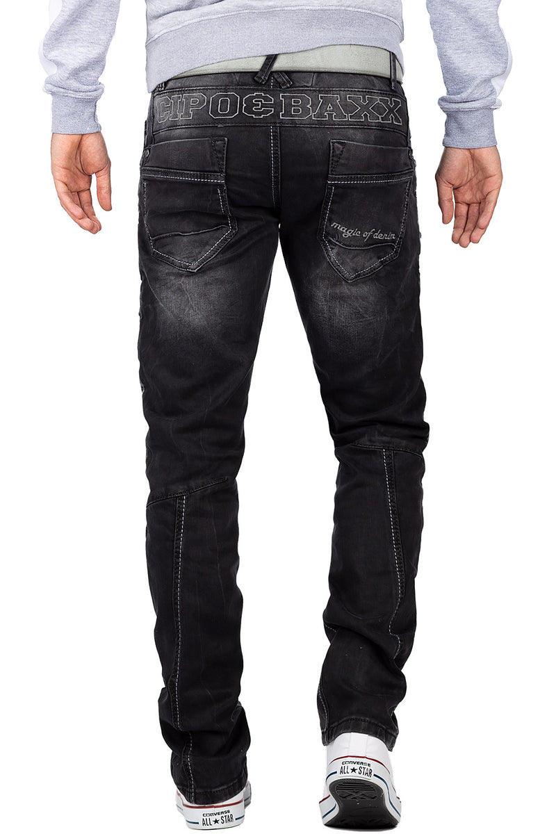 Herren Regular Fit Jeans Stonewashed CD296 - Black