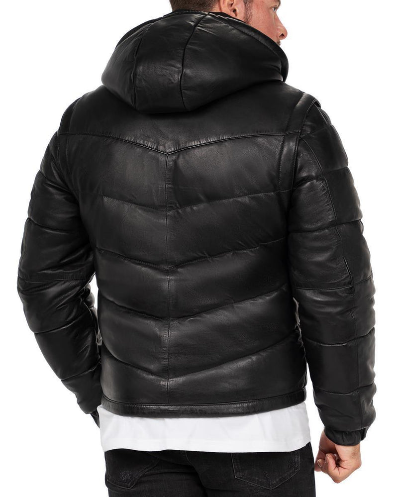 Herren Regular Fit Jacke Echtleder 22RS032LUX - Black