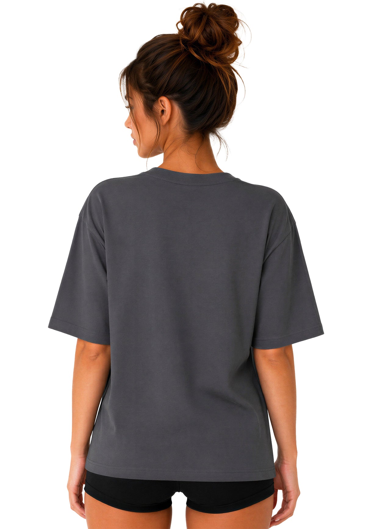 Damen Regular Fit T-Shirt Shoulder Drop in Dark Grey – Reichstadt – Ansicht 2