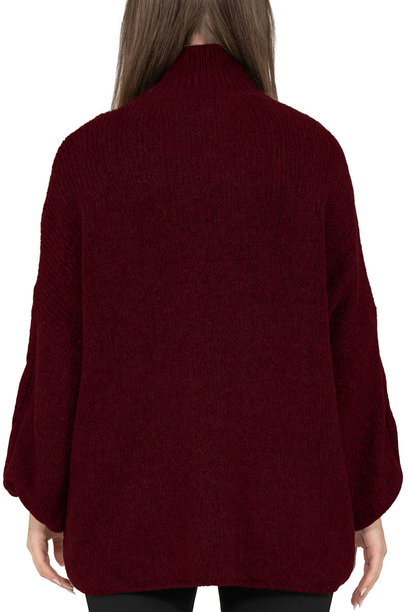 Damen Relaxed Fit Strickpullover 25RSW091 - Bordeaux