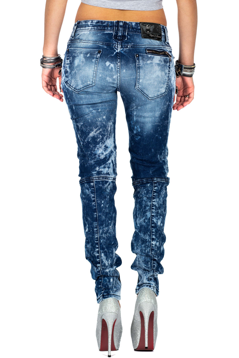 Damen Slim Fit Jeans Stonewashed WD361 - Blue