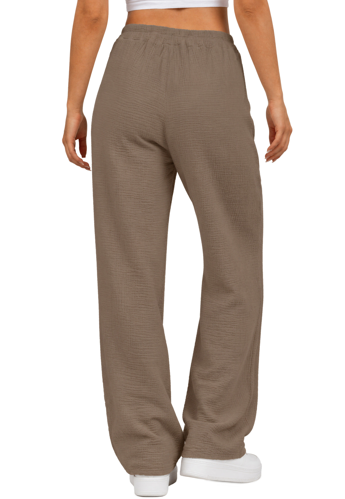 Damen Oversized Hose Musselin in Taupe – Reichstadt – Ansicht 2