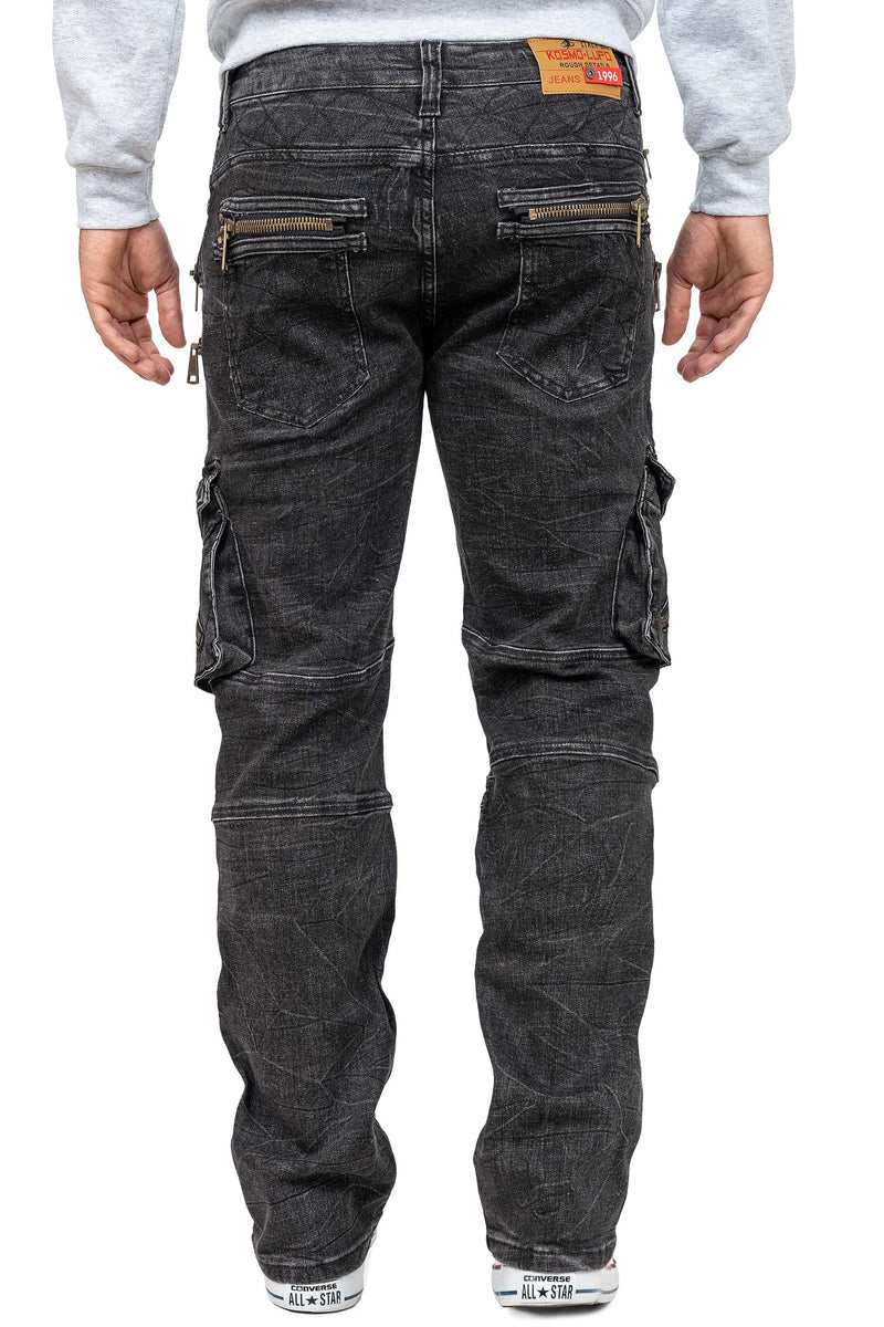 Herren Regular Fit Jeans Stonewashed KM060-1 - Black