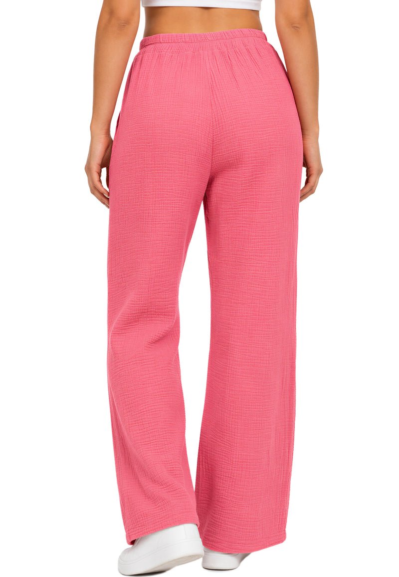 Damen Oversized Hose Musselin 25RSW082 - Pink