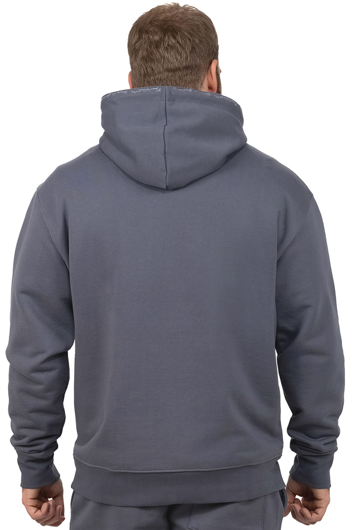 Herren Regular Fit Sport Hoodie Marken-Stick in Anthracite – Reichstadt – Ansicht 2