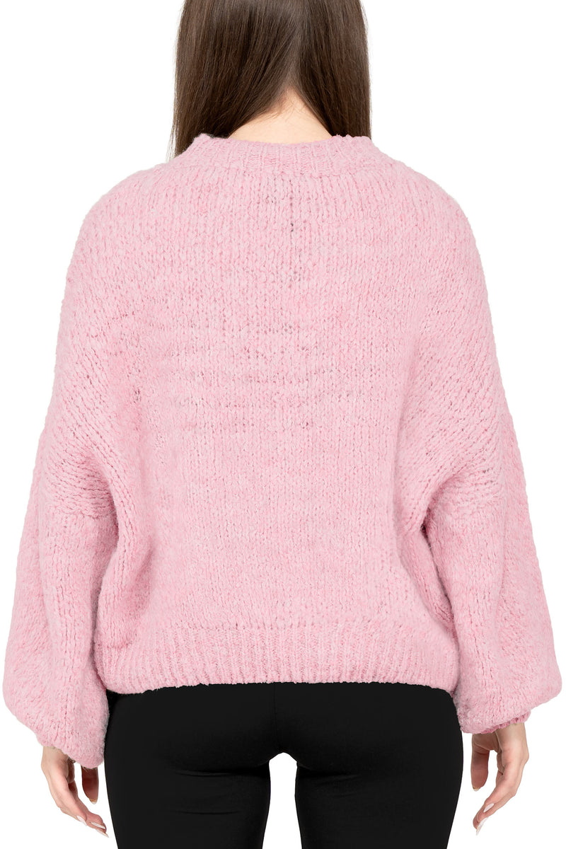 Damen Relaxed Fit Strickpullover 25RSW089 - Baby Rosa