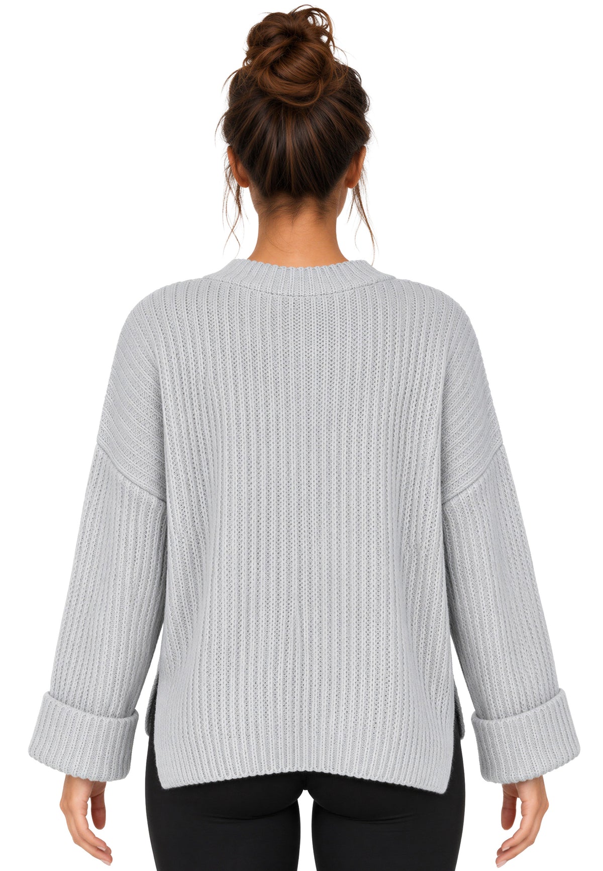 Damen Relaxed Fit Strickpullover 25RSW093 - Grey