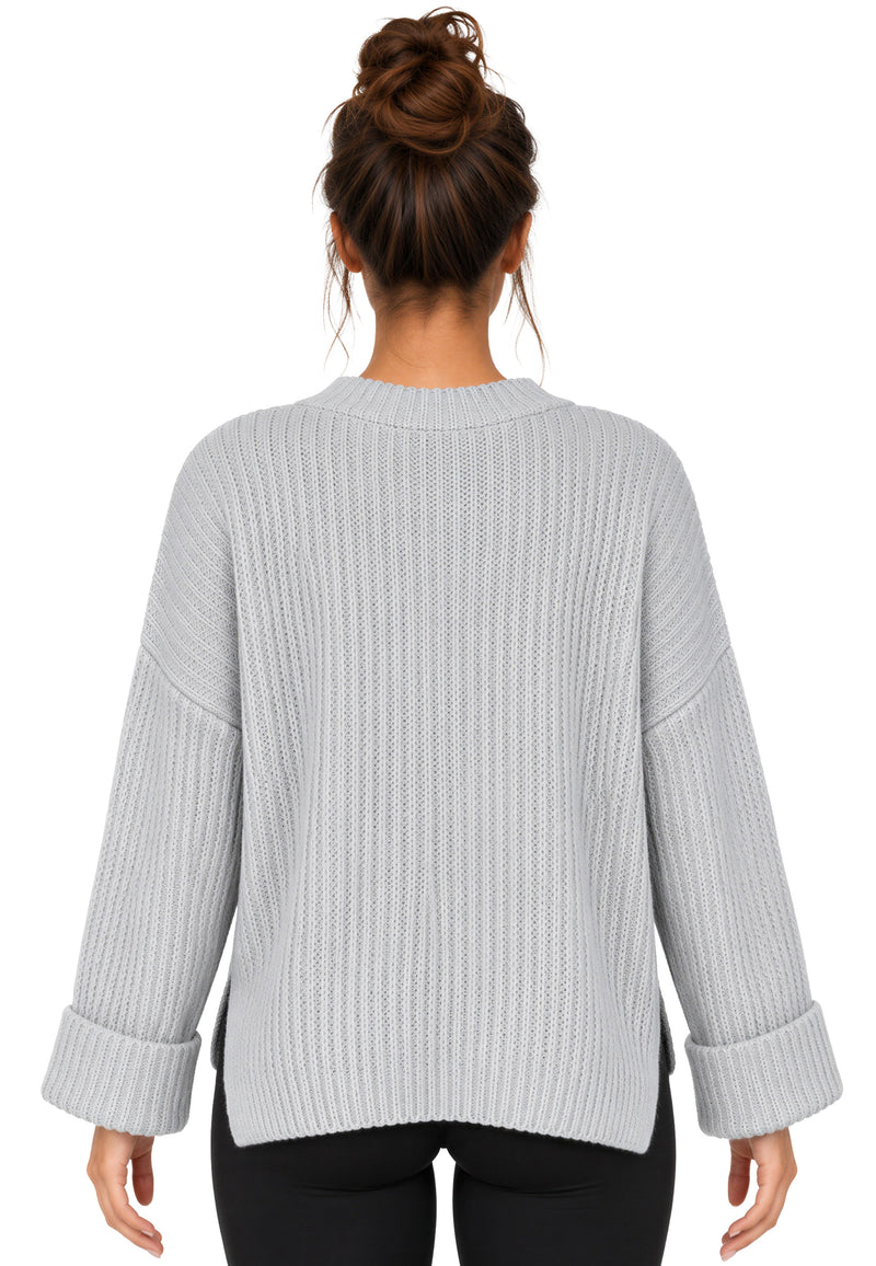 Damen Relaxed Fit Strickpullover 25RSW093 - Grey