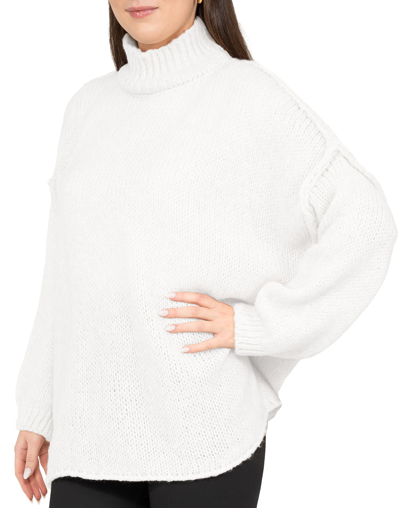 Damen Relaxed Fit Strickpullover 25RSW095 - White