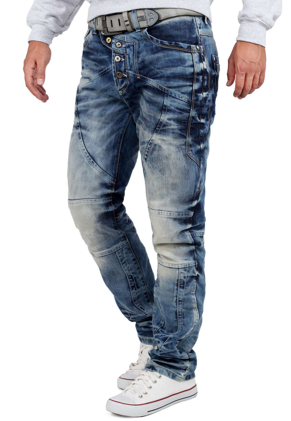 Herren Regular Fit Jeans Stonewashed in Blue – Cipo & Baxx – Ansicht 3