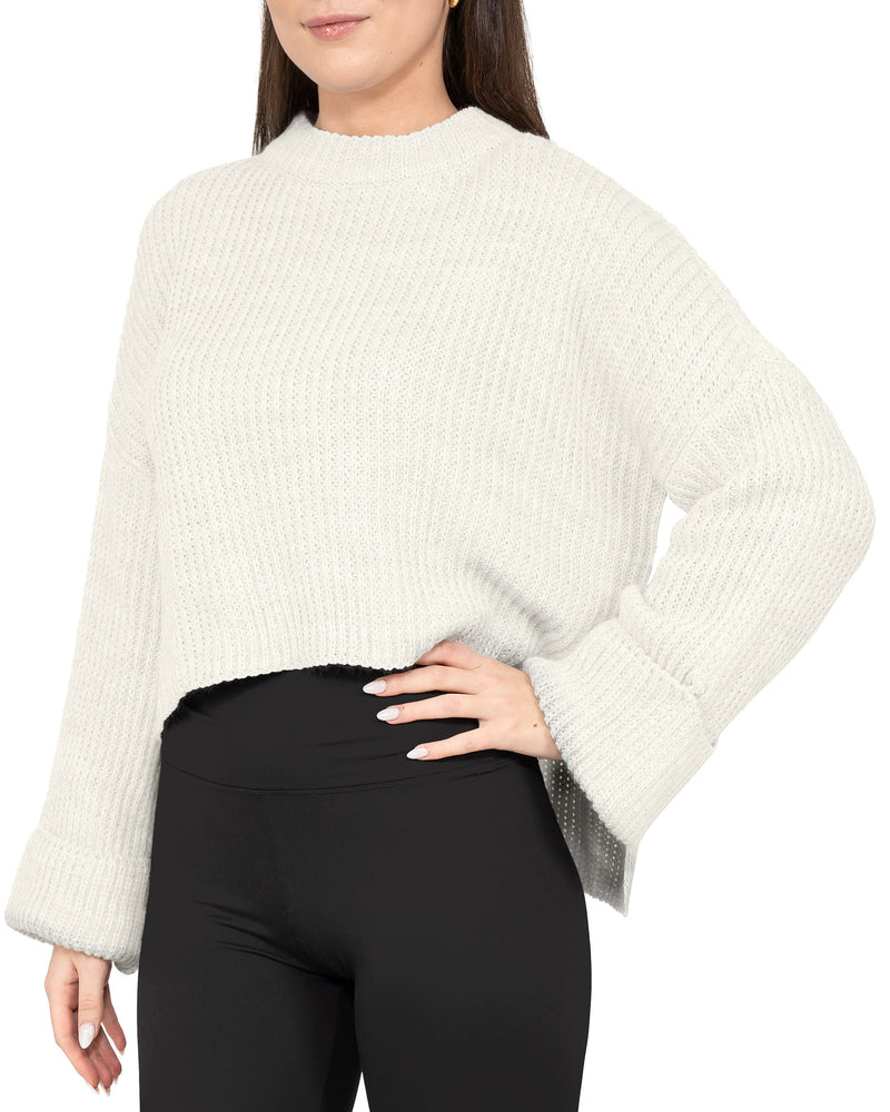 Damen Relaxed Fit Strickpullover 25RSW093 - White