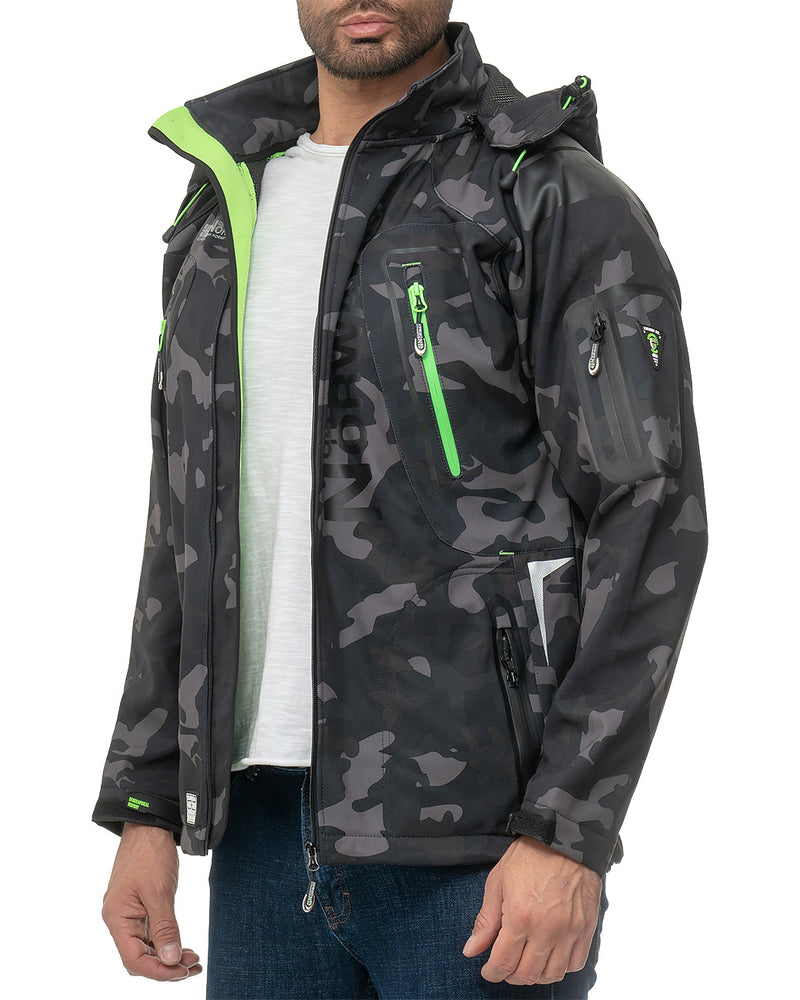 Herren Regular Fit Softshelljacke techno men - Black-Green