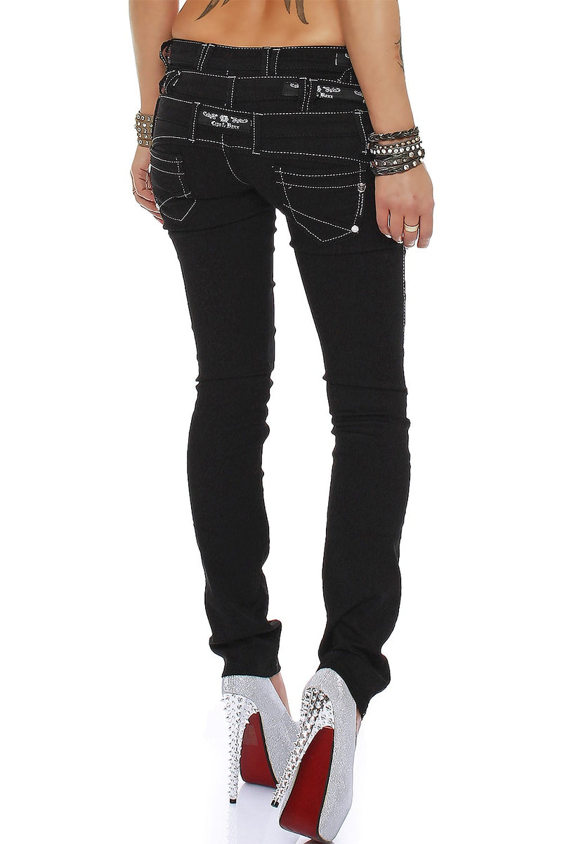 Damen Regular Fit Jeans Mid Waist CBW0313 - Black