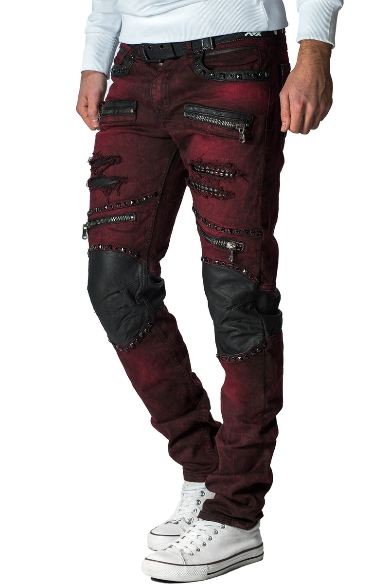 Herren Slim Fit Jeans Stonewashed CD481 - Bordeaux
