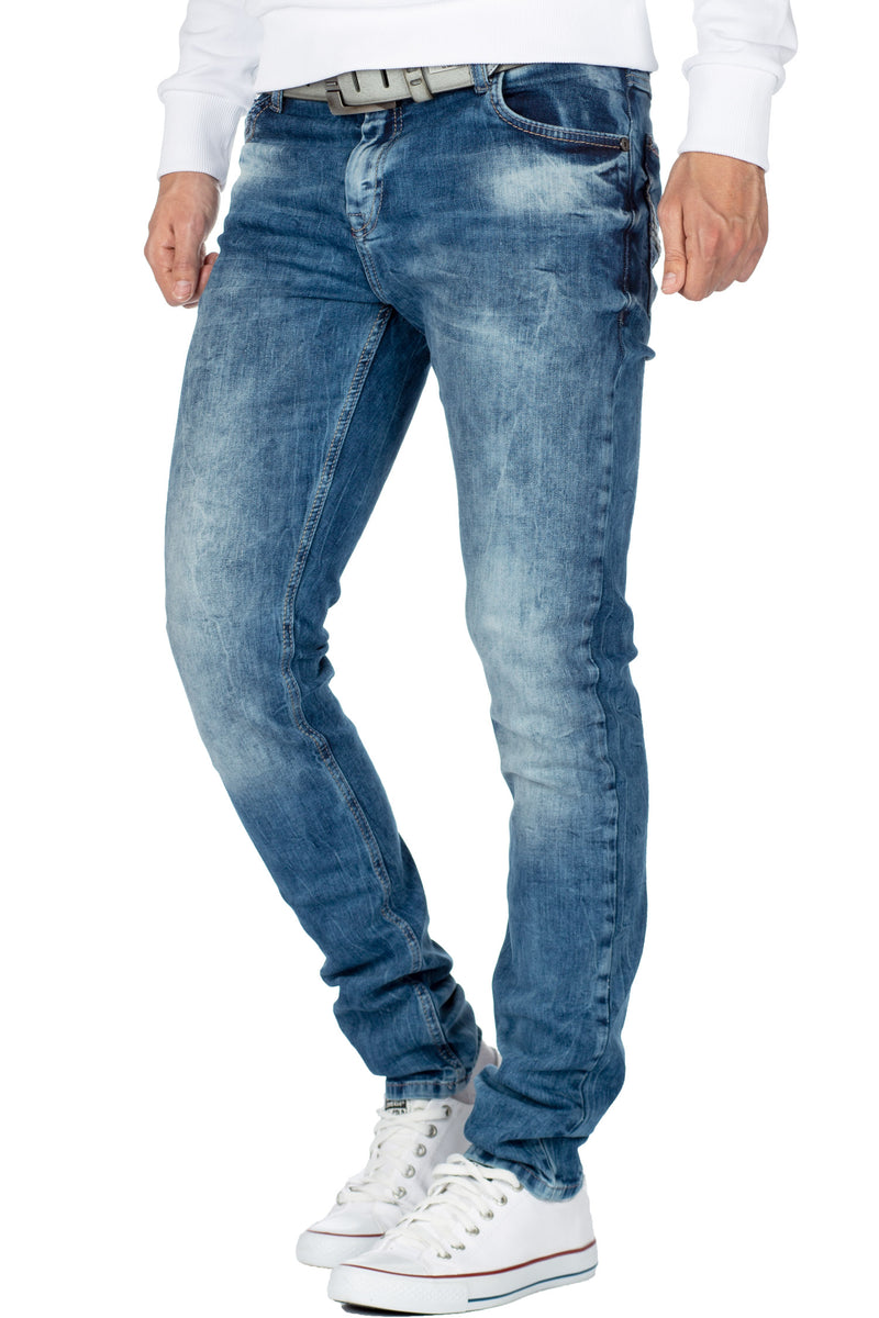 Herren Slim Fit Jeans Stonewashed CD533 - Blue