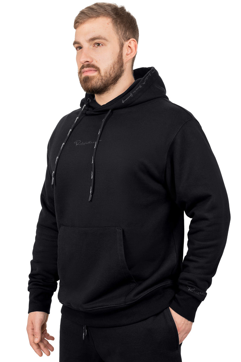 Herren Regular Fit Sport Hoodie Marken-Stick S-23RS034 - Black