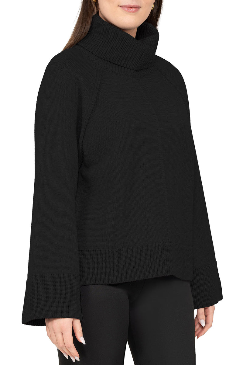 Damen Relaxed Fit Rollkragenpullover 25RSW097 - Black