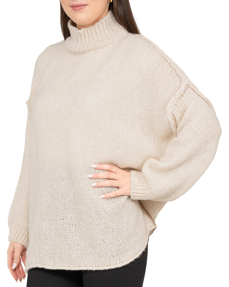 Damen Relaxed Fit Strickpullover 25RSW095 - Beige