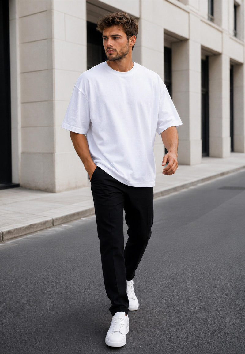 Herren Relaxed Fit T-Shirt 24RS058 - White