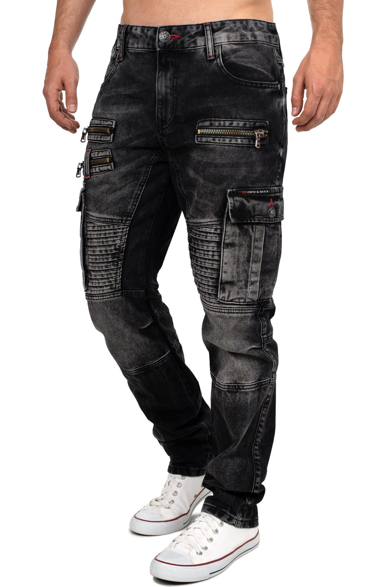 Herren Regular Fit Jeans Stonewashed CD798 - Black