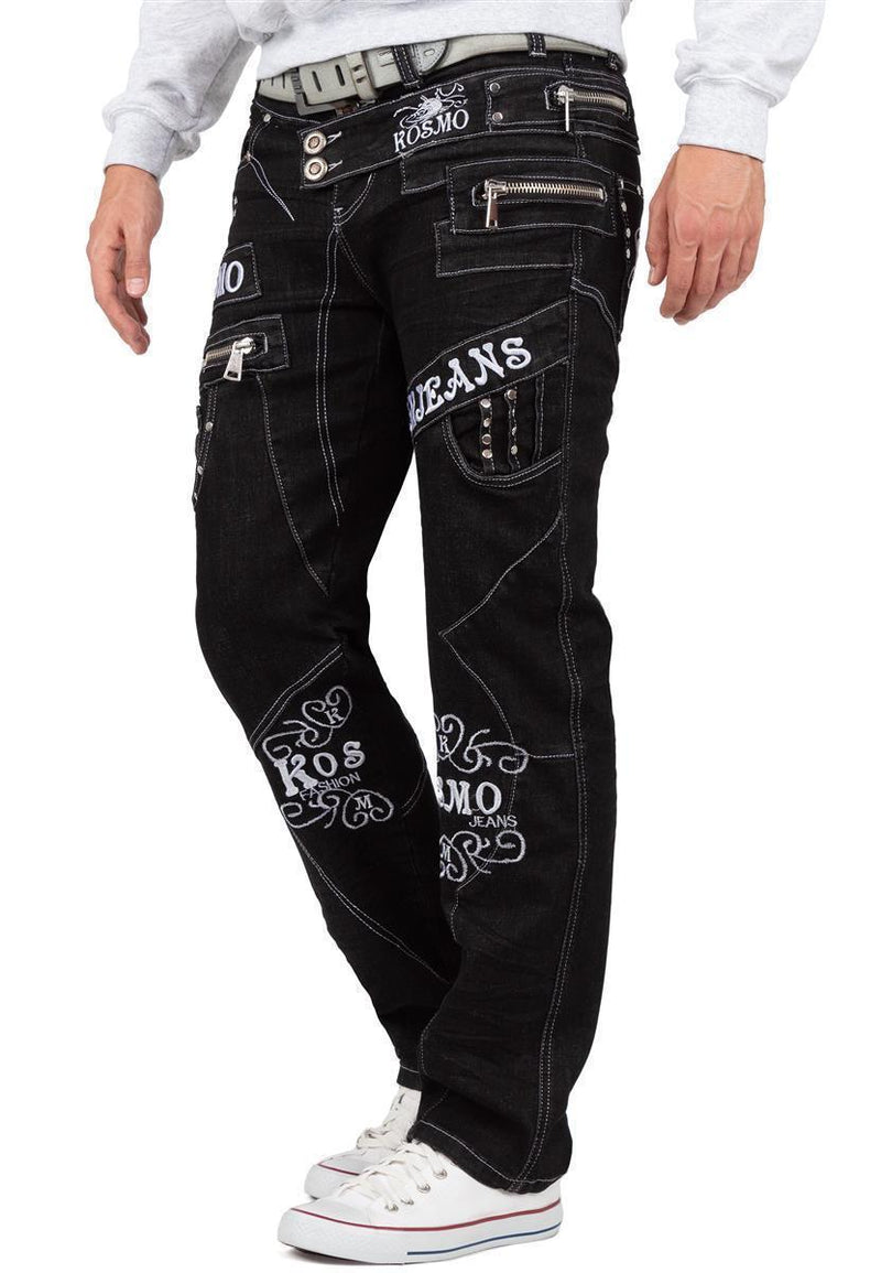 Herren Regular Fit Jeans Stonewashed KM051-1 - Black