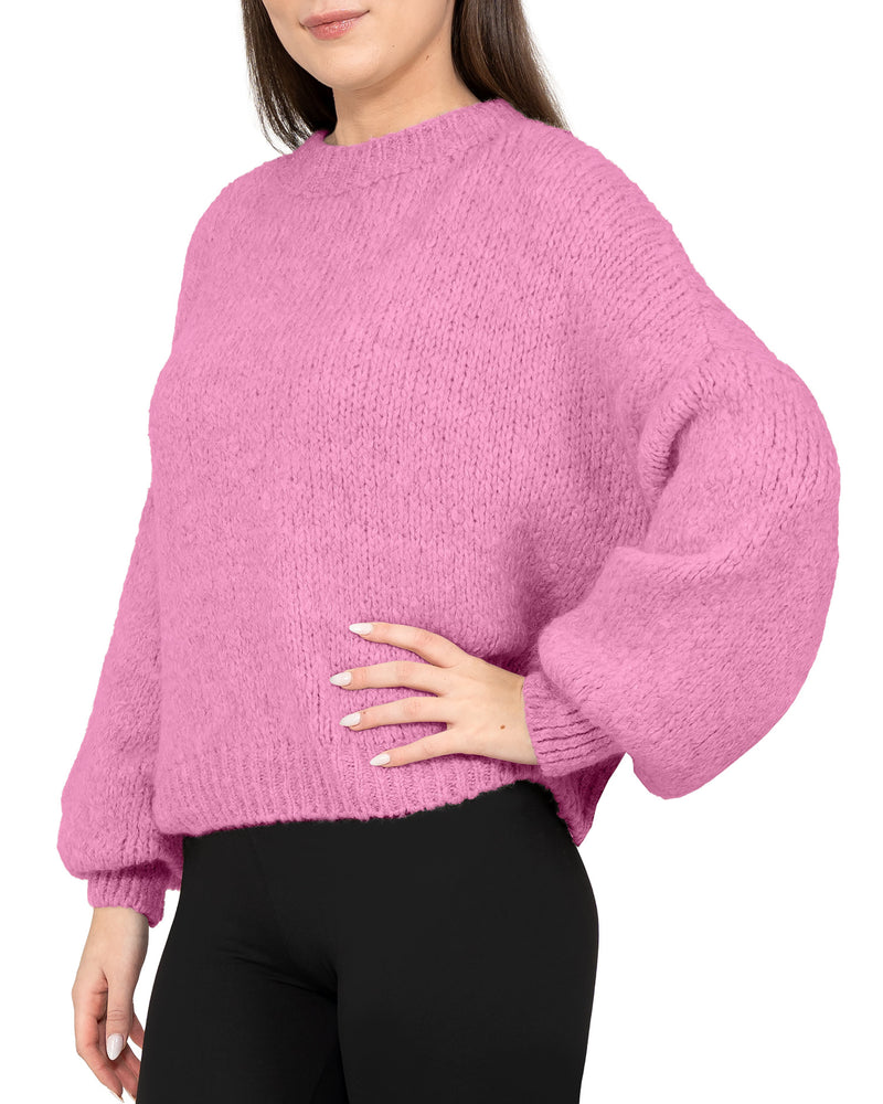 Damen Relaxed Fit Strickpullover 25RSW089 - Pink