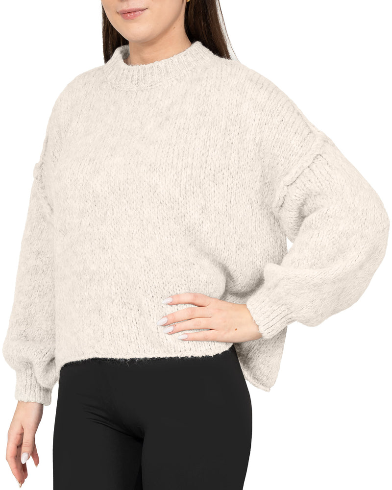 Damen Relaxed Fit Strickpullover 25RSW096 - Beige