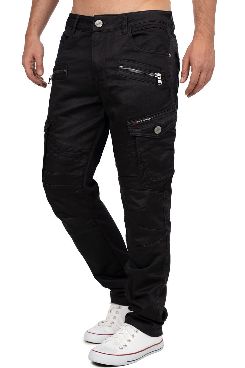 Herren Straight Fit Jeans Mid Waist CD424 - Black