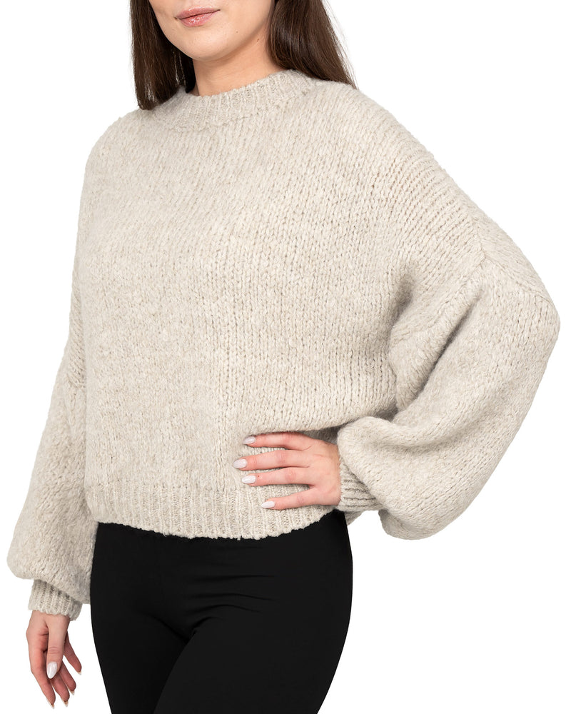 Damen Relaxed Fit Strickpullover 25RSW089 - Beige
