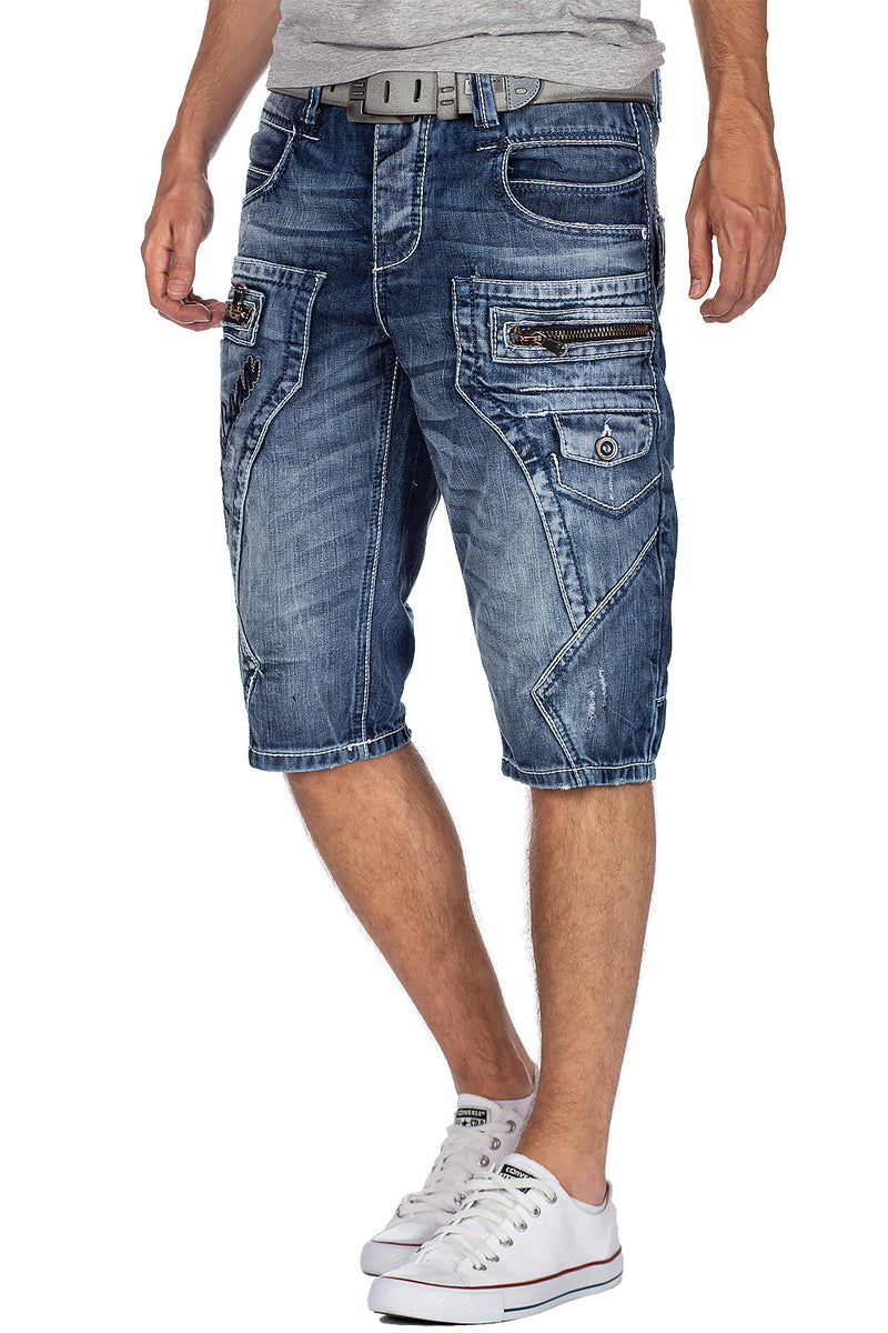 Herren Regular Fit Shorts Stonewashed CK101 - Blue