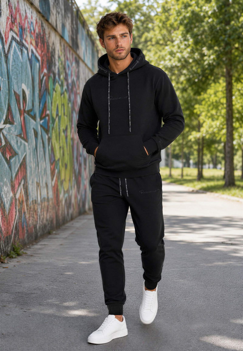 Herren Regular Fit Hoodie Marken-Stick 23RS034 - Black