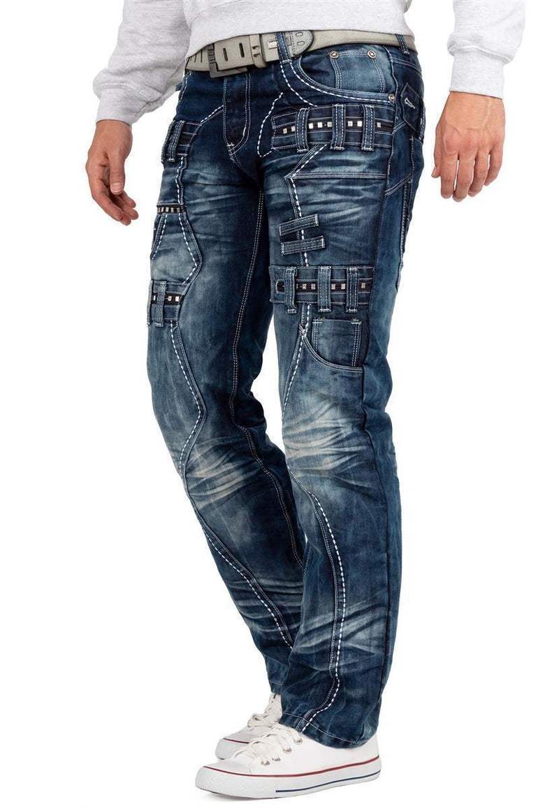 Herren Regular Fit Jeans Stonewashed KM8002 - Blue