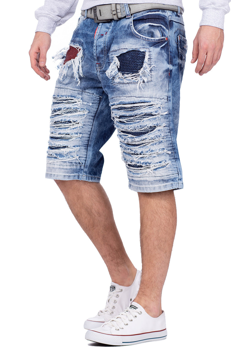 Herren Regular Fit Shorts Stonewashed CK219 - Blue