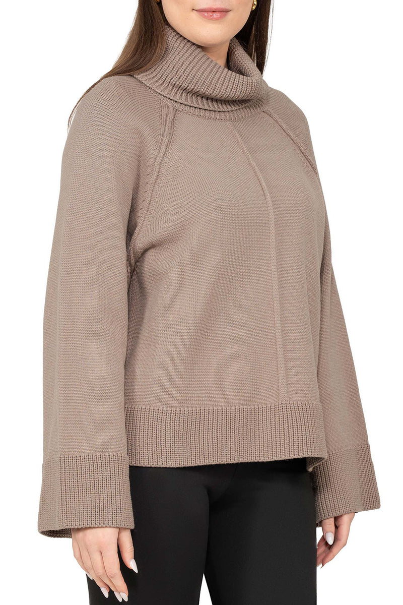 Damen Relaxed Fit Rollkragenpullover 25RSW097 - Dark Beige
