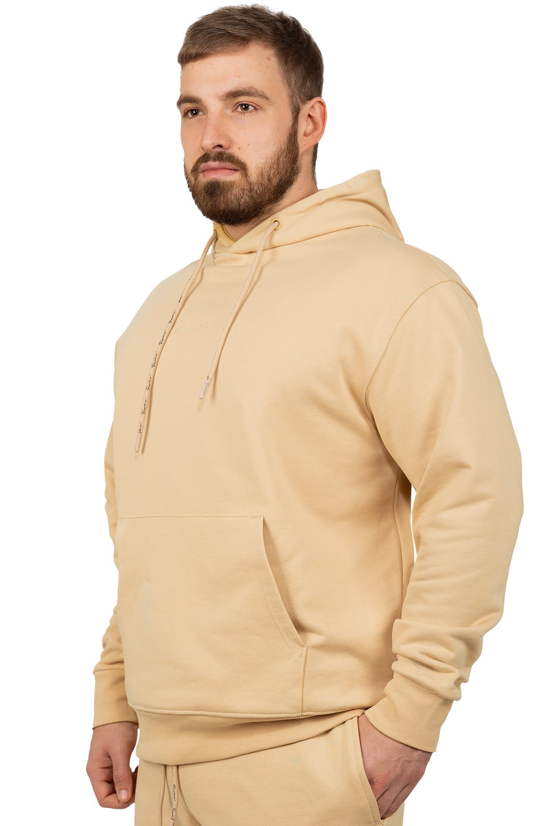 Herren Regular Fit Sport Hoodie Marken-Stick S-23RS034 - Beige