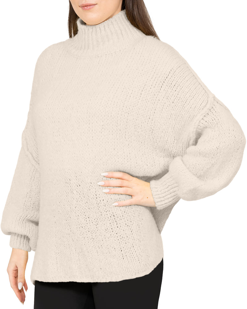 Damen Relaxed Fit Strickpullover 25RSW092 - Beige