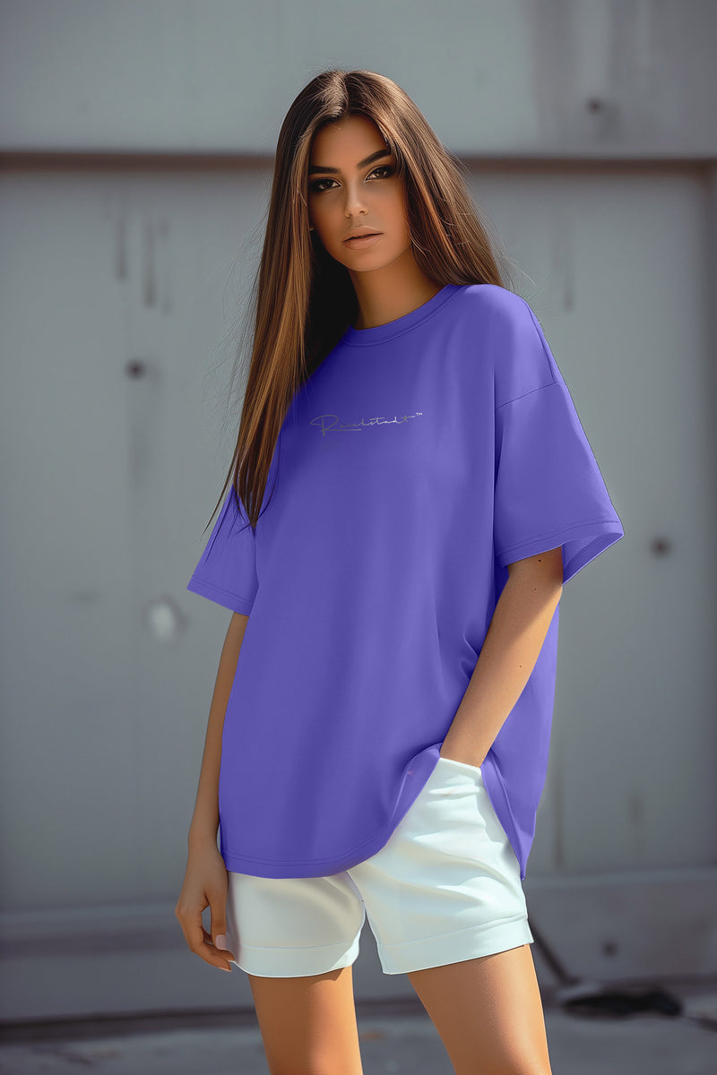 Damen Oversized T-Shirt Brand Stick 23RSW044 - Light Purple