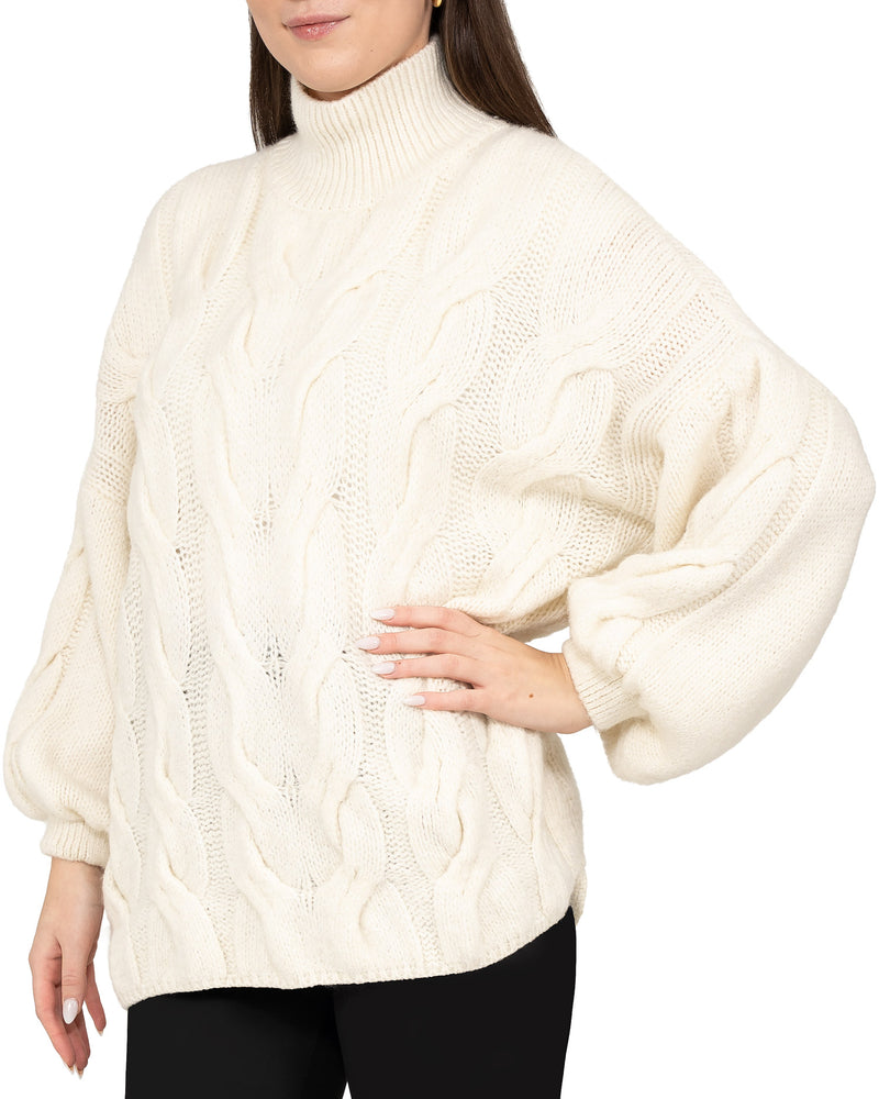 Damen Relaxed Fit Strickpullover 25RSW091 - Beige
