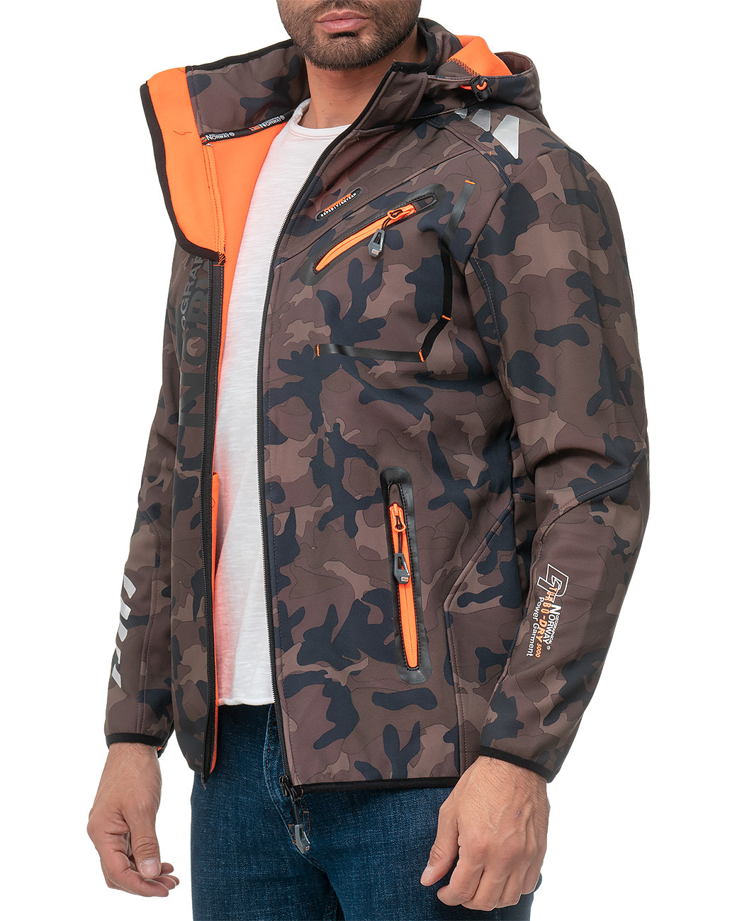 Herren Regular Fit Softshelljacke royaute men in Kaki-Orange – Geographical Norway – Ansicht 3