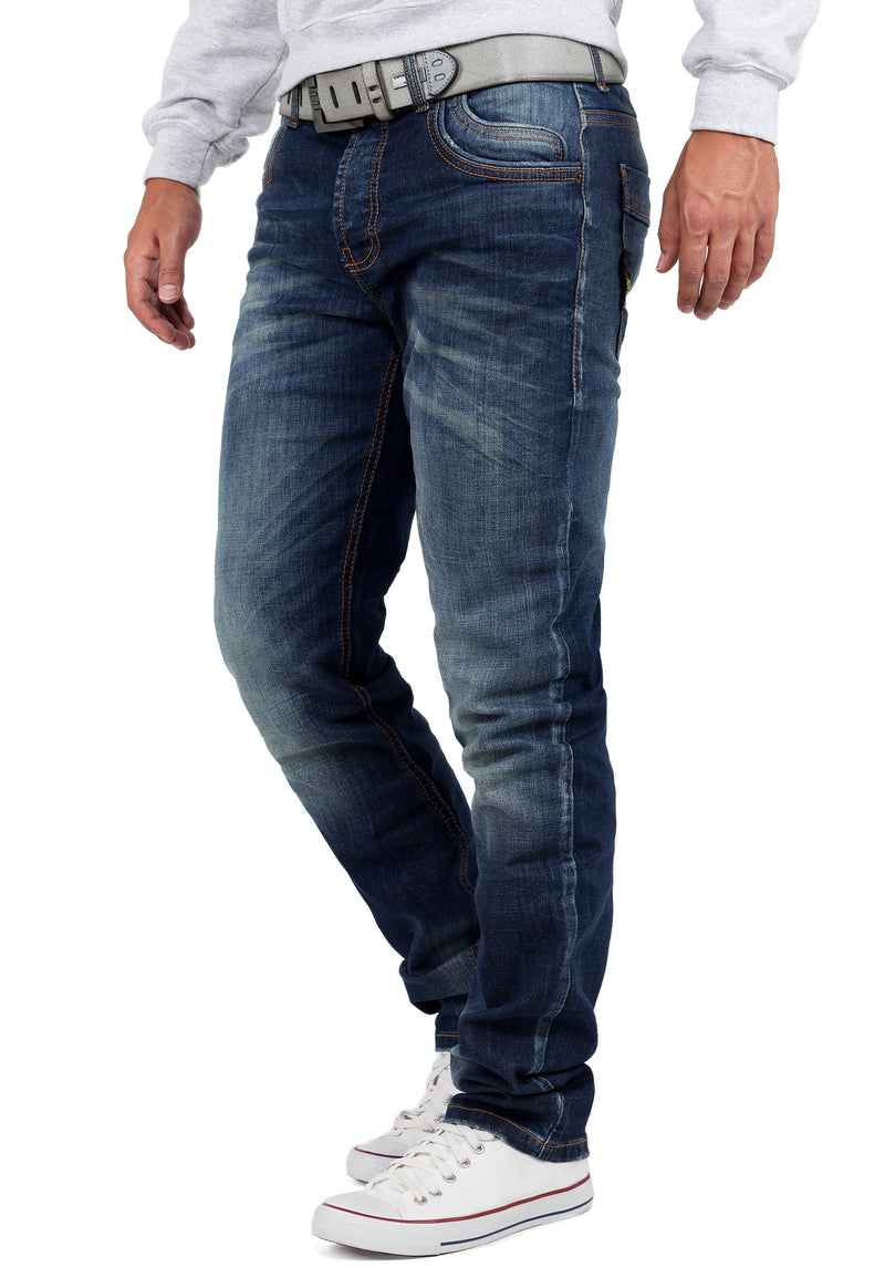 Herren Regular Fit Jeans Stonewashed CD186A - Blue