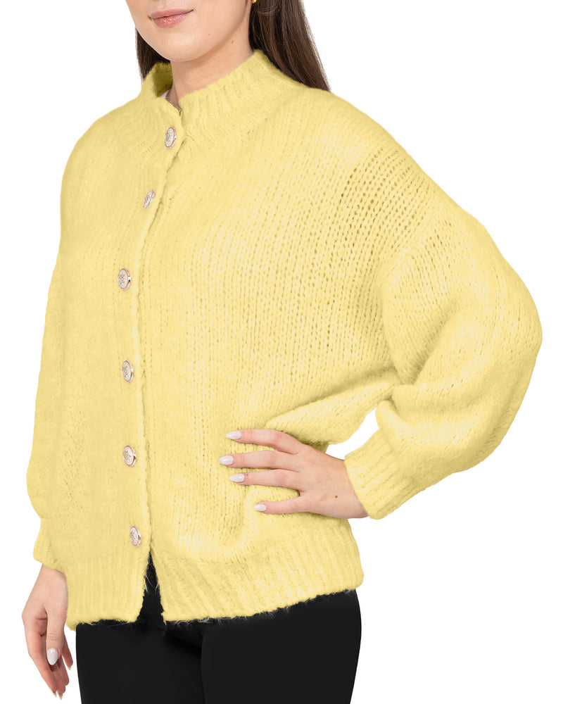 Damen Relaxed Fit Strickjacke 25RSW094 - Yellow
