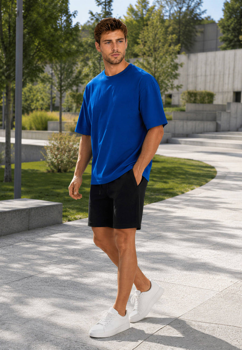 Herren Regular Fit T-Shirt Shoulder Drop 25RS071 Navy Blue L - Navy Blue