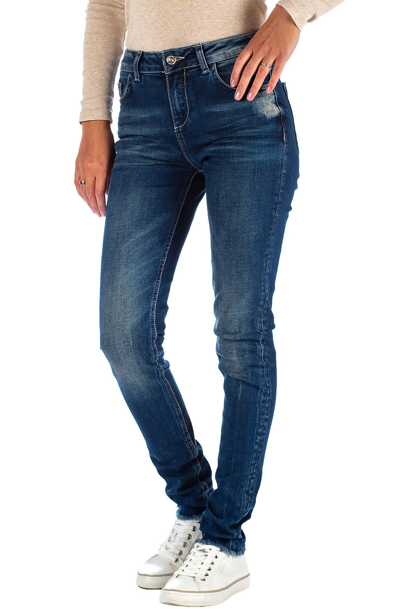 Damen Slim Fit Jeans Stonewashed 19CB06 - Blue