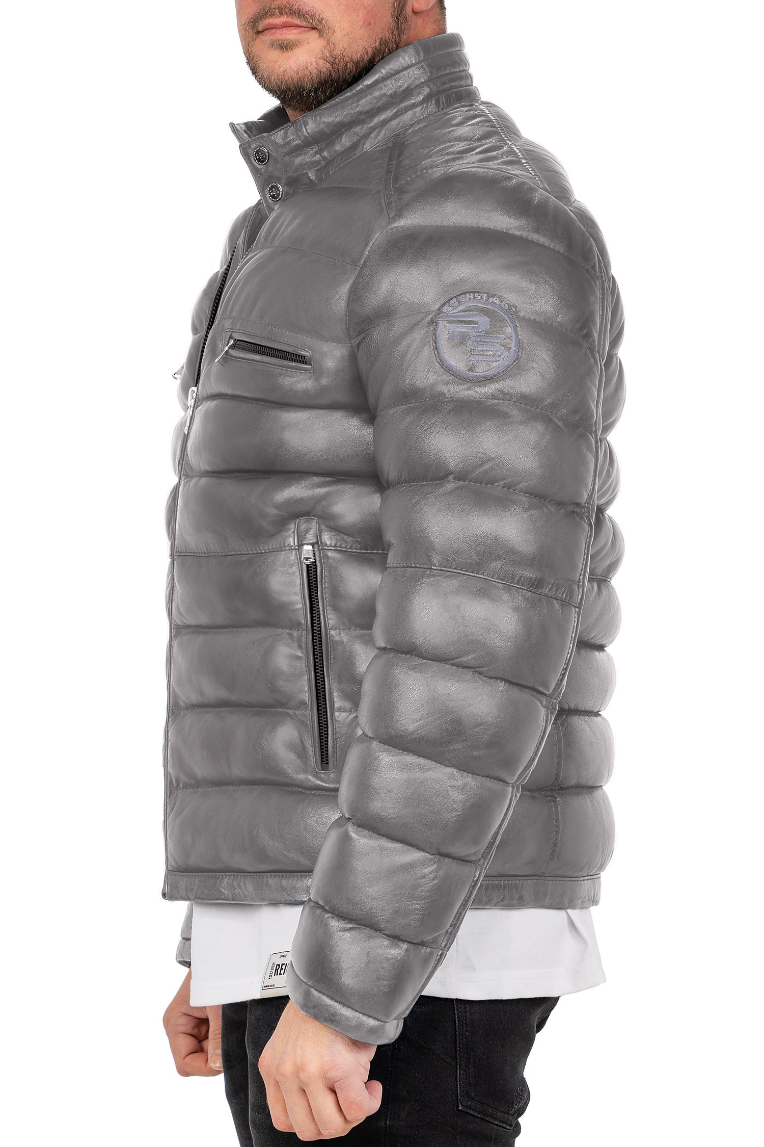 Reichstadt Herren Regular Fit Lederjacke Grau (Modell 19RS016) - Ansicht 3