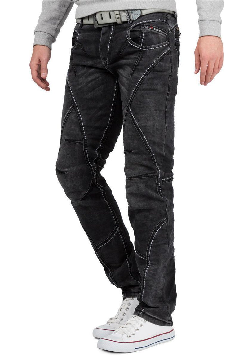 Herren Straight Fit Jeans Stonewashed CD288 - Black