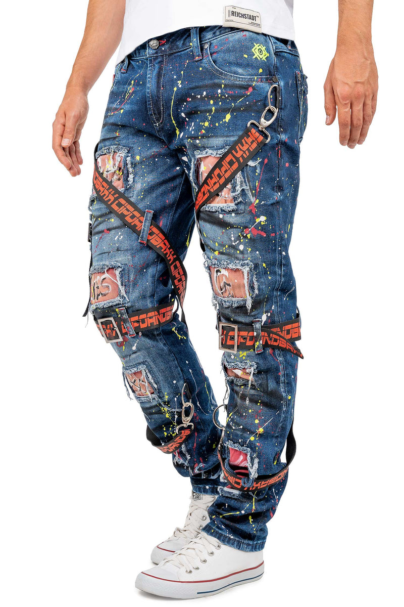 Herren Regular Fit Jeans Stonewashed CD716 - Blue