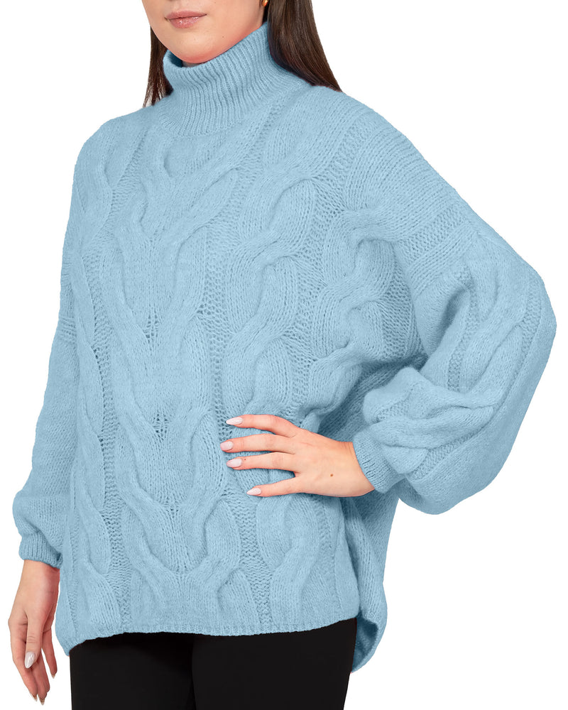 Damen Relaxed Fit Strickpullover 25RSW091 - Baby Blue