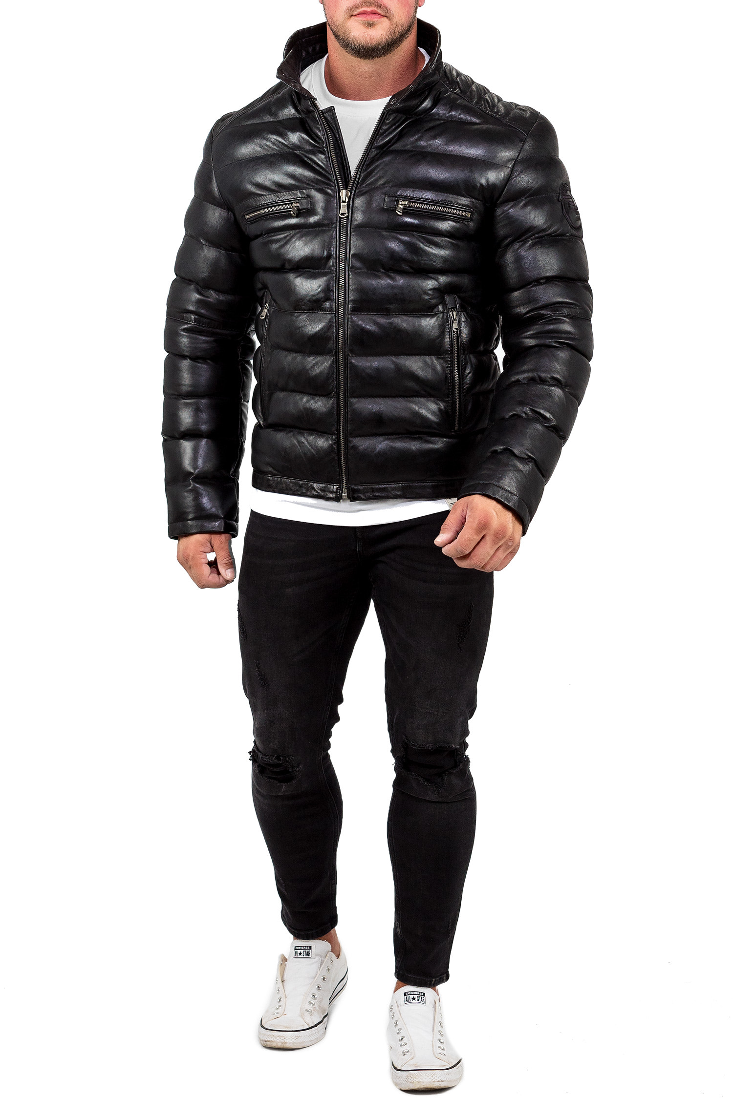 Reichstadt Herren Regular Fit Lederjacke Schwarz (Modell 19RS016) - Ansicht 3